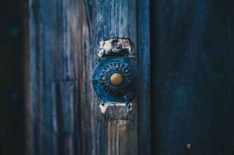 door wooden bell old